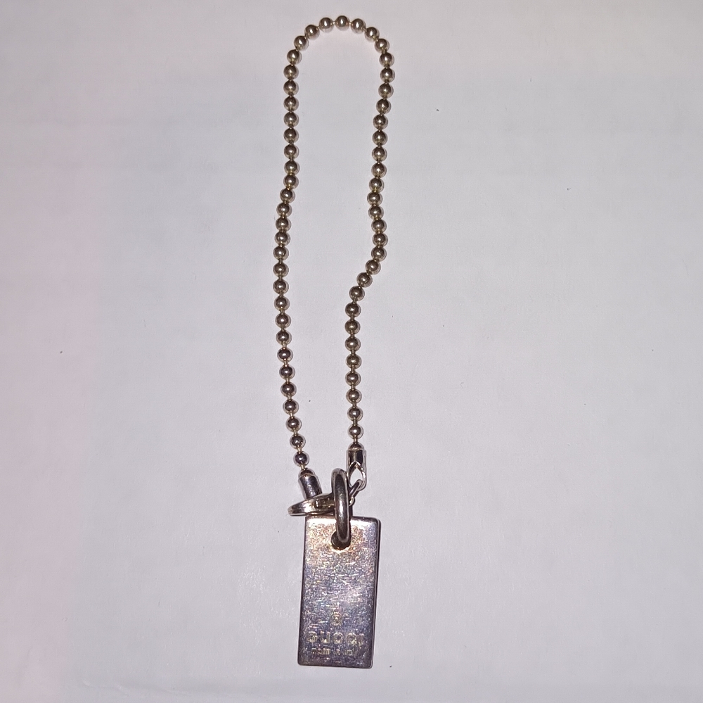 Gucci GG .925 Silver Tag Bracelet With Box And Dustbag